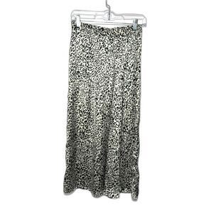 Zara Slip Skirt Women's Medium Animal Print Cheetah Leopard White Black Satin